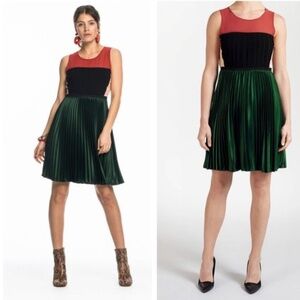 Scotch & Soda Colorblock Pleated Dress Size 1 XS Multicolor Sleeveless Green